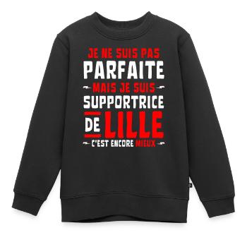Femme Supportrice Lille Pas Parfaite - Sweat Premium enfant bio - noir - Devant - AI Model Kid Female (0cm)