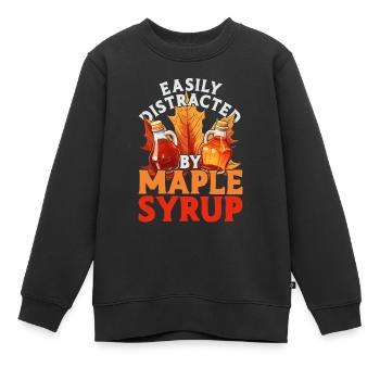 Ahornsirup Easily Distracted By Maple Syrup - Kids Premium Organic Sweatshirt - black - Front - AI Model Kid Female (0cm)