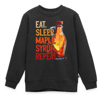 Sirop d’érable Sève d’érable Eat Sleep Sirop d’érable Répéter - Sweat Premium enfant bio - noir - Devant - AI Model Kid Female (0cm)