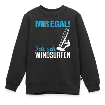 Windsurfen statt Sorgen - Kinder Premium Organic Sweatshirt - Schwarz - Vorne - AI Model Kid Female (0cm)