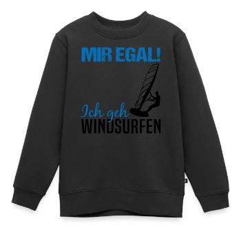 Windsurfen statt Sorgen - Kinder Premium Organic Sweatshirt - Schwarz - Vorne - AI Model Kid Female (0cm)