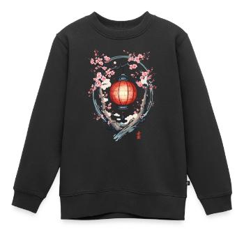 Japon Cherry Blossom Lanterne Streetwear Esthétique - Sweat Premium enfant bio - noir - Devant - AI Model Kid Female (0cm)