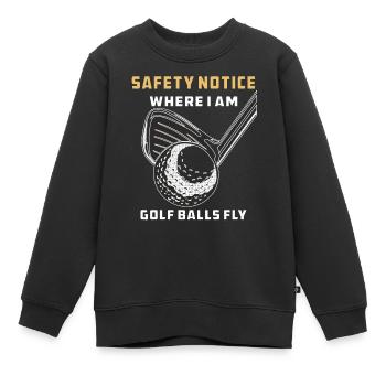 LE GOLF LÀ OÙ JE SUIS, LES BALLES DE GOLF VOLENT - Sweat Premium enfant bio - noir - Devant - AI Model Kid Female (0cm)