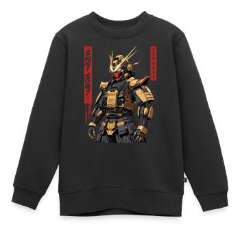 Robot samouraï - Sweat Premium enfant bio - noir - Devant - AI Model Kid Female (0cm)