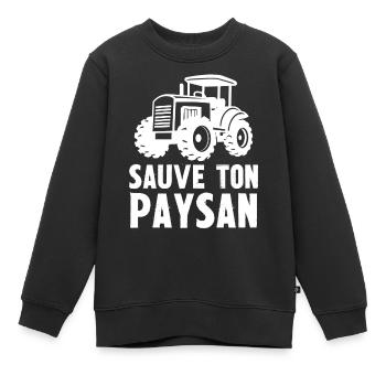 sauve ton paysan - Sweat Premium enfant bio - noir - Devant - AI Model Kid Female (0cm)