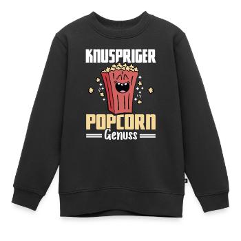 Knuspriger Popcorn Genuss - Popcorn Maschine - Kinder Premium Organic Sweatshirt - Schwarz - Vorne - AI Model Kid Female (0cm)
