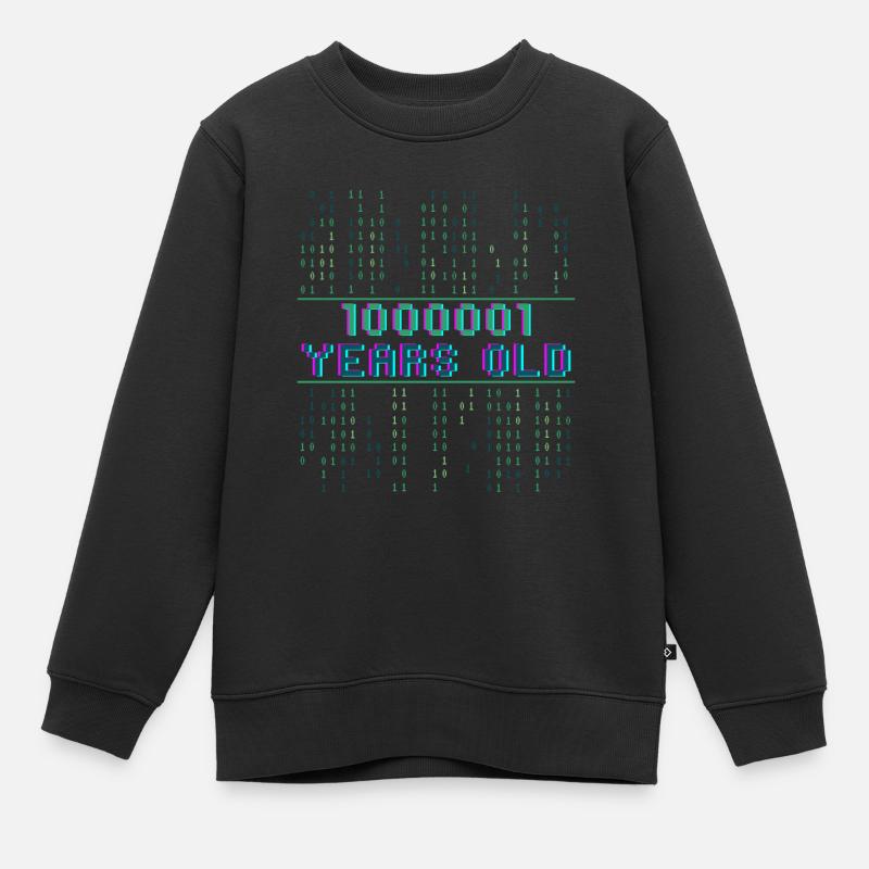 65th Birthday 65 years old Binary Code Computer Science - Kids Premium Organic Sweatshirt - black