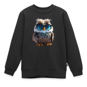 Chouette Effraie des clochers Cadeau Kauz Uhu Chouette Chouettes douces - Sweat Premium enfant bio - noir - Devant - AI Model Kid Female (0cm)