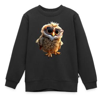 Chouette Effraie des clochers Cadeau Kauz Uhu Chouette Chouettes douces - Sweat Premium enfant bio - noir - Devant - AI Model Kid Female (0cm)