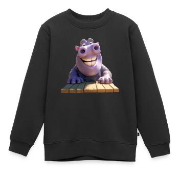 Nilpferd Flusspferd Papa Hippopotamus Cooles Hippo - Kinder Premium Organic Sweatshirt - Schwarz - Vorne - AI Model Kid Female (0cm)