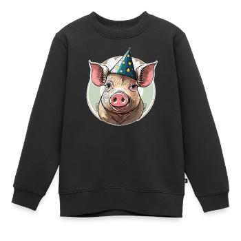 SCHWEIN FEIERN - Kinder Premium Organic Sweatshirt - Schwarz - Vorne - AI Model Kid Female (0cm)