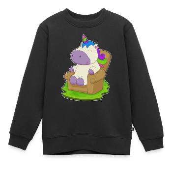 Einhorn Sessel - Kinder Premium Organic Sweatshirt - Schwarz - Vorne - AI Model Kid Female (0cm)