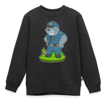 Chien, Policier, Police - Sweat Premium enfant bio - noir - Devant - AI Model Kid Female (0cm)