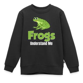 Les grenouilles me comprennent drôle d’amant de grenouille - Sweat Premium enfant bio - noir - Devant - AI Model Kid Female (0cm)