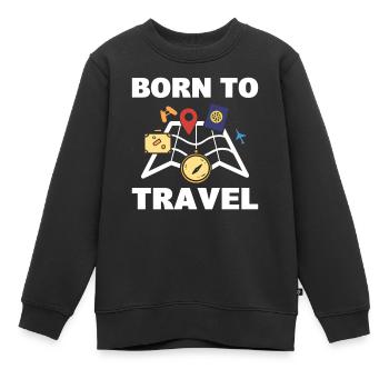 Born To Travel Tourist - Kinder Premium Organic Sweatshirt - Schwarz - Vorne - AI Model Kid Female (0cm)