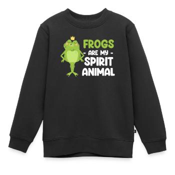 Les grenouilles sont mon animal de pouvoir Cottagecore Axolotl - Sweat Premium enfant bio - noir - Devant - AI Model Kid Female (0cm)