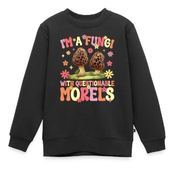 Groovy Pilzjagd - Kinder Premium Organic Sweatshirt - Schwarz - Vorne - AI Model Kid Female (0cm)
