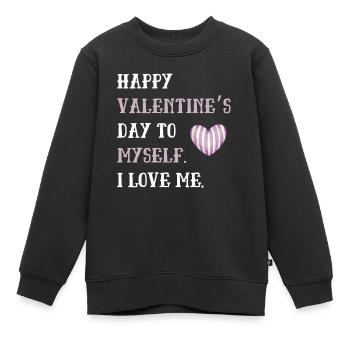 Joyeuse Saint-Valentin à moi-même - Sweat Premium enfant bio - noir - Devant - AI Model Kid Female (0cm)