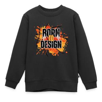 Né pour le design - Sweat Premium enfant bio - noir - Devant - AI Model Kid Female (0cm)