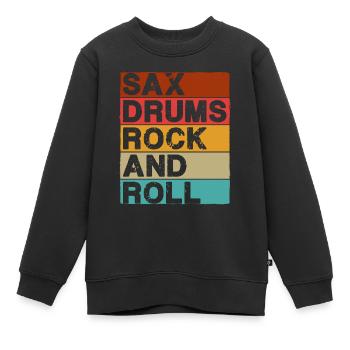 Sax Drums Rock And Roll - Kids Premium Organic Sweatshirt - black - Front - AI Model Kid Female (0cm)