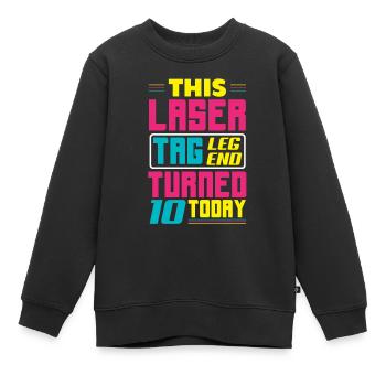 Lasertag-geburtstagsfeier – Lasertag 10 - Kinder Premium Organic Sweatshirt - Schwarz - Vorne - AI Model Kid Female (0cm)