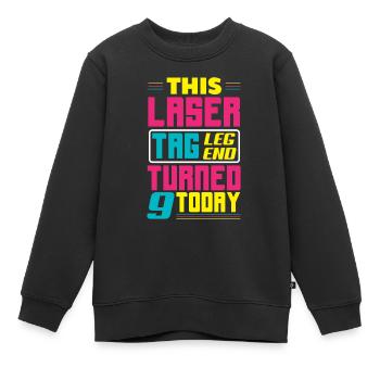 Lasertag-geburtstagsfeier – Lasertag 9 - Kinder Premium Organic Sweatshirt - Schwarz - Vorne - AI Model Kid Female (0cm)