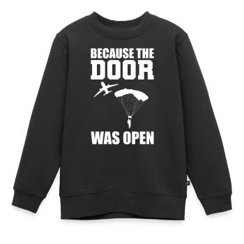 Because The Door Was Open Fallschirmspringer - Kinder Premium Organic Sweatshirt - Schwarz - Vorne - AI Model Kid Female (0cm)
