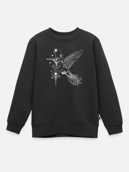 Colibri abstrait au trait - Sweat Premium enfant bio - noir