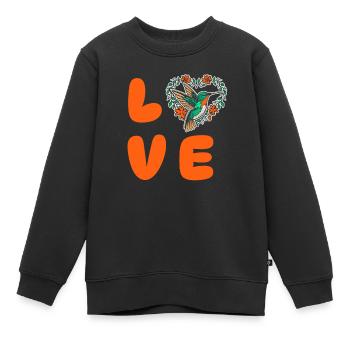Hummingbird Love Bird - Kids Premium Organic Sweatshirt - black - Front - AI Model Kid Female (0cm)