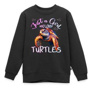 Juste une fille qui aime les tortues - Sweat Premium enfant bio - noir - Devant - AI Model Kid Female (0cm)