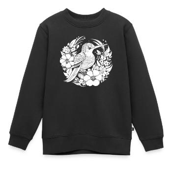 Colibri Floral Line Art - Sweat Premium enfant bio - noir - Devant - AI Model Kid Female (0cm)