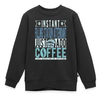 Le préposé à la station-service instantanée ajoute simplement du café - Sweat Premium enfant bio - noir - Devant - AI Model Kid Female (0cm)