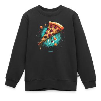 Galaxien-Pizza - Kinder Premium Organic Sweatshirt - Schwarz - Vorne - AI Model Kid Female (0cm)