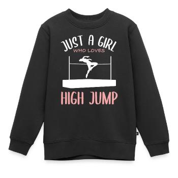 Mädchen liebt Hochsprung Passion - Kinder Premium Organic Sweatshirt - Schwarz - Vorne - AI Model Kid Female (0cm)