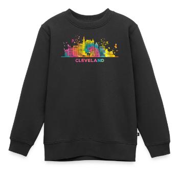 Clevelander Skyline Cleveland - Sweat Premium enfant bio - noir - Devant - AI Model Kid Female (0cm)