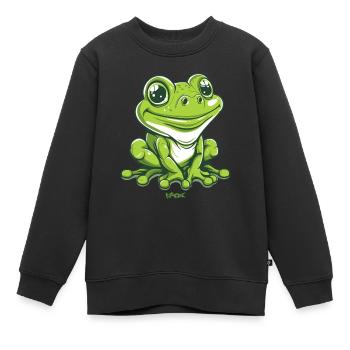 Big and friendly frog - Kids Premium Organic Sweatshirt - black - Front - AI Model Kid Female (0cm)