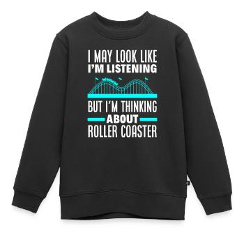 Roller Coaster Parc d’attractions de montagnes russes en bois - Sweat Premium enfant bio - noir - Devant - AI Model Kid Female (0cm)
