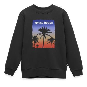 Venice Beach Californie coucher de soleil vacances Souvenir - Sweat Premium enfant bio - noir - Devant - AI Model Kid Female (0cm)
