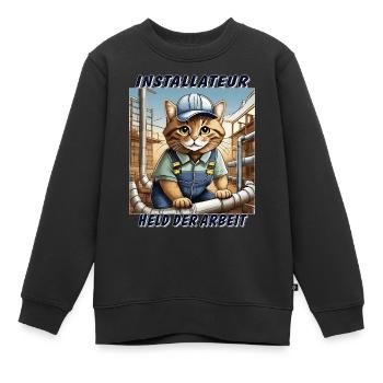 KATZE INSTALLATEUR - Kinder Premium Organic Sweatshirt - Schwarz - Vorne - AI Model Kid Female (0cm)