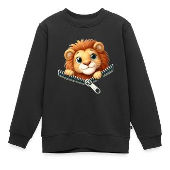 Löwe mit Reißverschluss - Kinder Premium Organic Sweatshirt - Schwarz - Vorne - AI Model Kid Female (0cm)