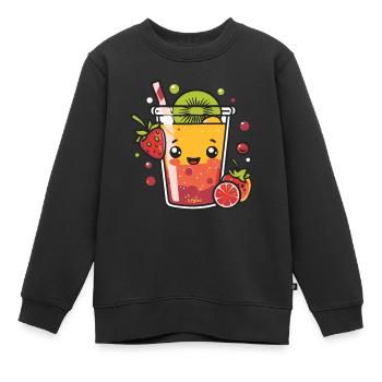 Saftige Frucht: Fruchtiges Getränk - Kinder Premium Organic Sweatshirt - Schwarz - Vorne - AI Model Kid Female (0cm)