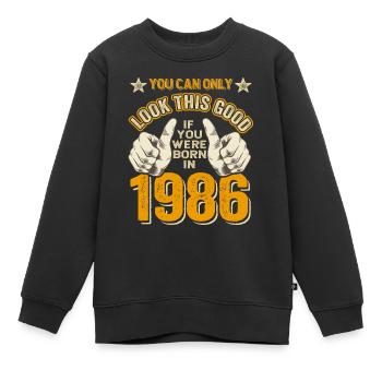 Anniversaire 1986 Né en 1986 né en 1986 - Sweat Premium enfant bio - noir - Devant - AI Model Kid Female (0cm)