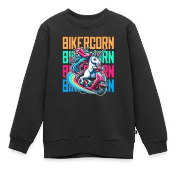 Motorroller Einhorn Scootercorn - Kinder Premium Organic Sweatshirt - Schwarz - Vorne - AI Model Kid Female (0cm)