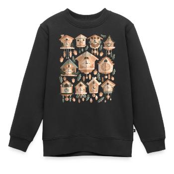 Horloges à coucou - Sweat Premium enfant bio - noir - Devant - AI Model Kid Female (0cm)
