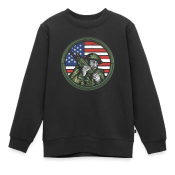 Ham Operator USA Flag Presenter Radio Gift - Kids Premium Organic Sweatshirt - black - Front - AI Model Kid Female (0cm)