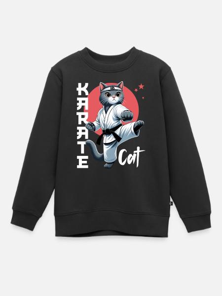 Lustige Katze Karate Cat Kampfsport Design - Kinder Premium Organic Sweatshirt - Schwarz