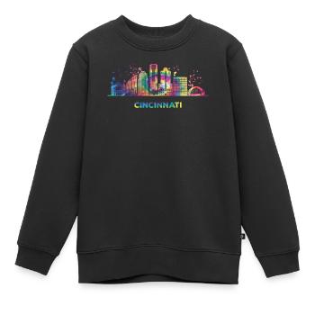 Ligne d’horizon de Cincinnati - Sweat Premium enfant bio - noir - Devant - AI Model Kid Female (0cm)