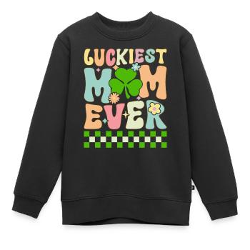 Groovy St. Patrick’s Day Maman irlandaise - Sweat Premium enfant bio - noir - Devant - AI Model Kid Female (0cm)