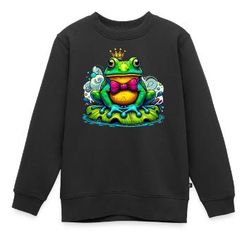 Grenouille à la couronne du roi - Sweat Premium enfant bio - noir - Devant - AI Model Kid Female (0cm)