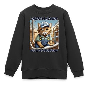 KATZE INSTALLATEUR - Kinder Premium Organic Sweatshirt - Schwarz - Vorne - AI Model Kid Female (0cm)